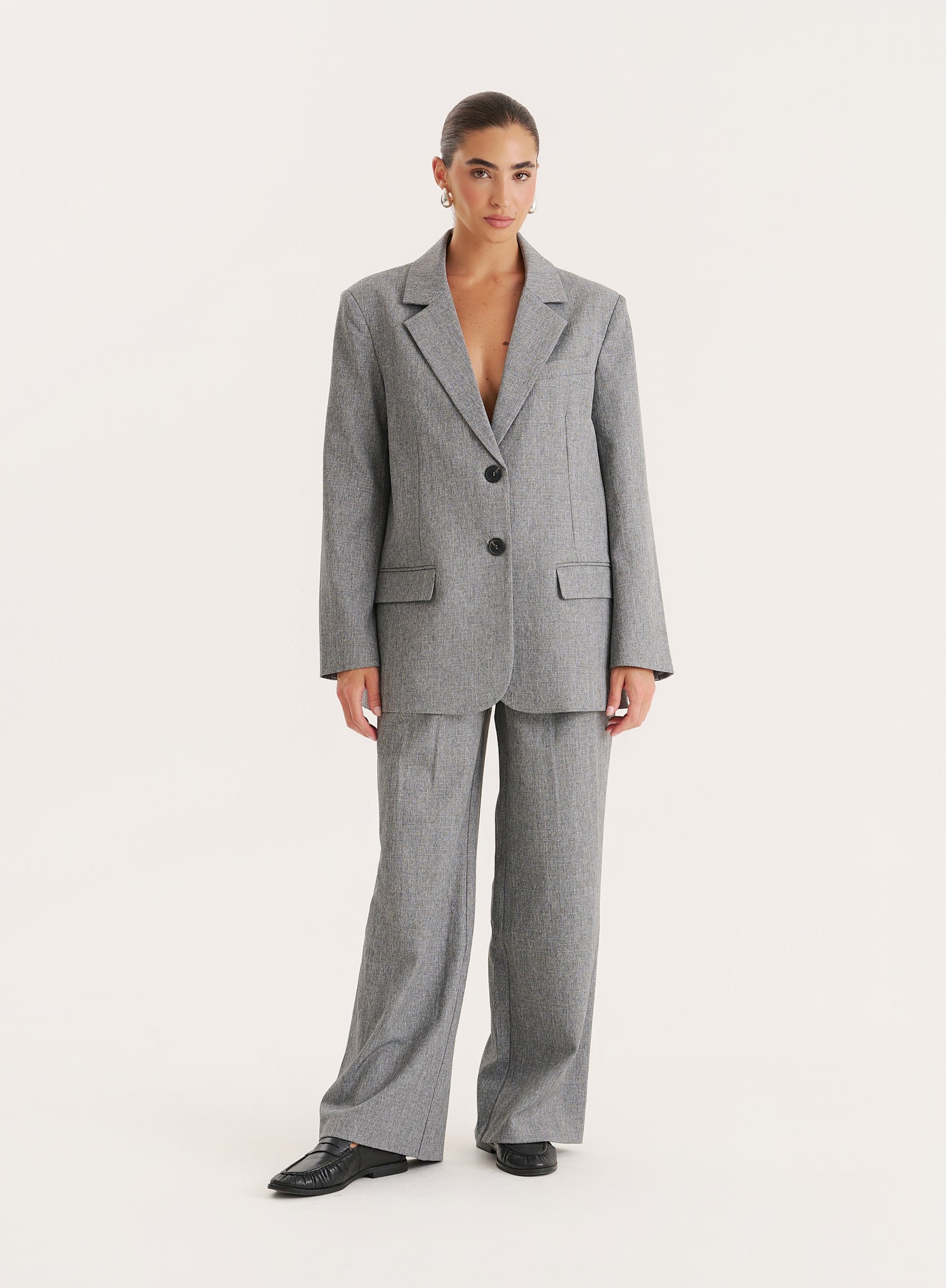 Grey Tailored Oversized Blazer